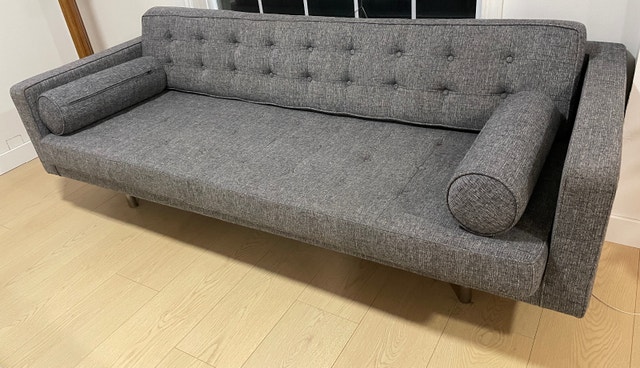 Modern Grey Tufted Sofa – Removable/Washable Covers - photo 2