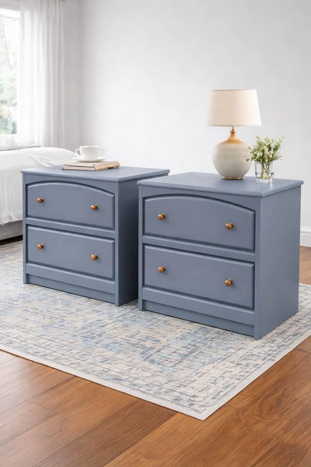 Refinished Modern Nightstands – Set of 2 Blue-Gray - photo 2