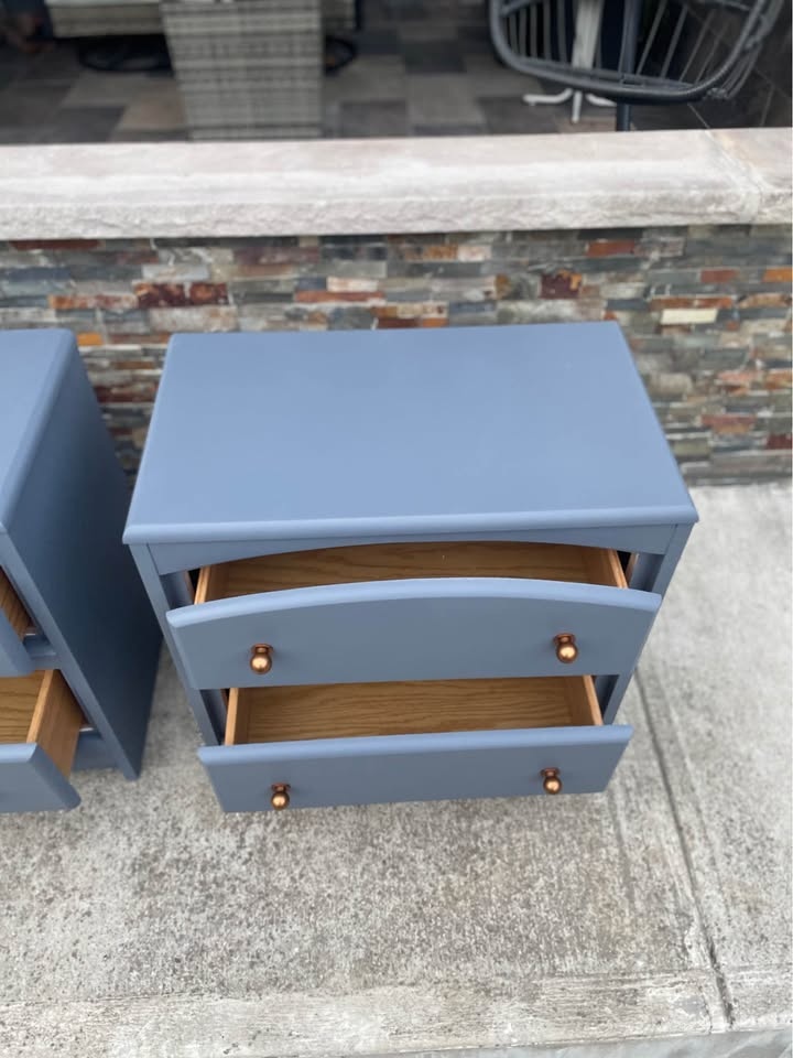 Refinished Modern Nightstands – Set of 2 Blue-Gray - photo 4