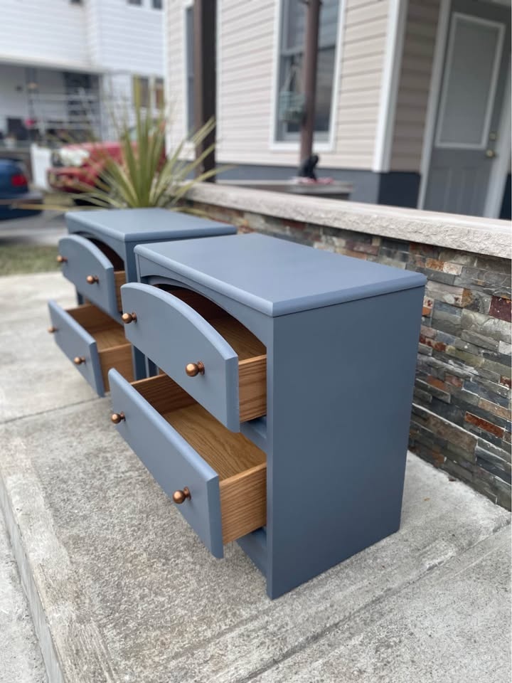Refinished Modern Nightstands – Set of 2 Blue-Gray - photo 5