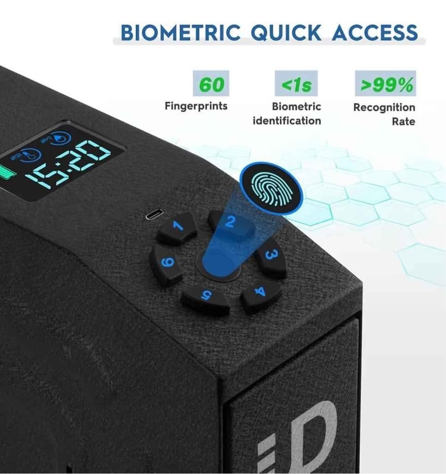Gun Safe, Biometric Slider Bedside Handgun Safe - photo 3