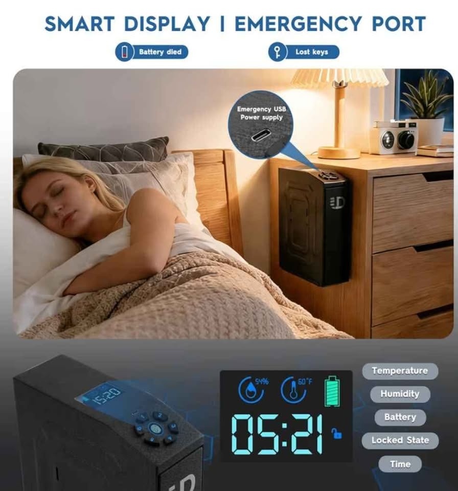 Gun Safe, Biometric Slider Bedside Handgun Safe - photo 5