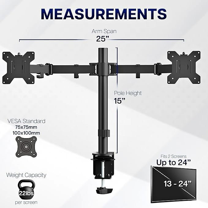 VIVO Dual Monitor Desk Mount (Black)