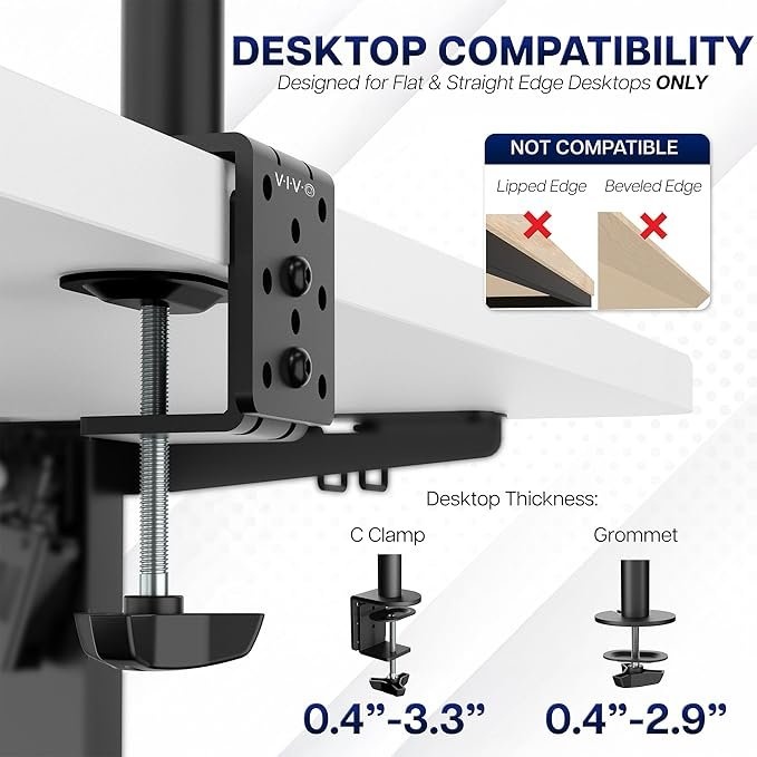VIVO Dual Monitor Desk Mount (Black) - photo 3