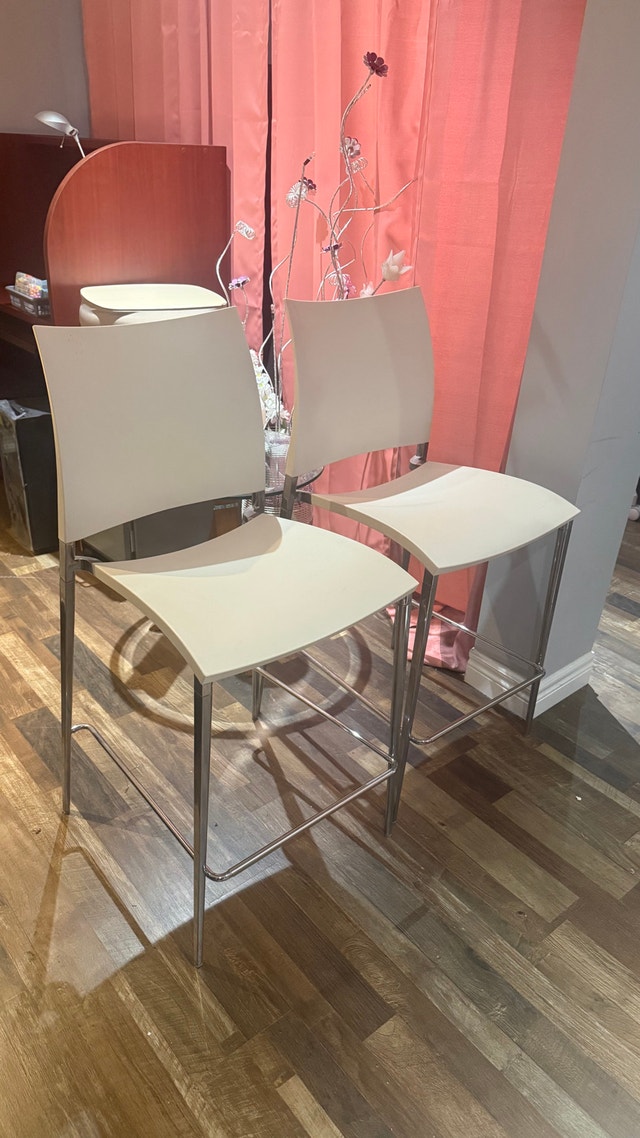 Modern White Bar Stools (Set of 3)