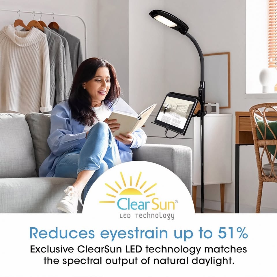 OttLite LED Floor Lamp with USB Charging Port & Tablet Stand - photo 3
