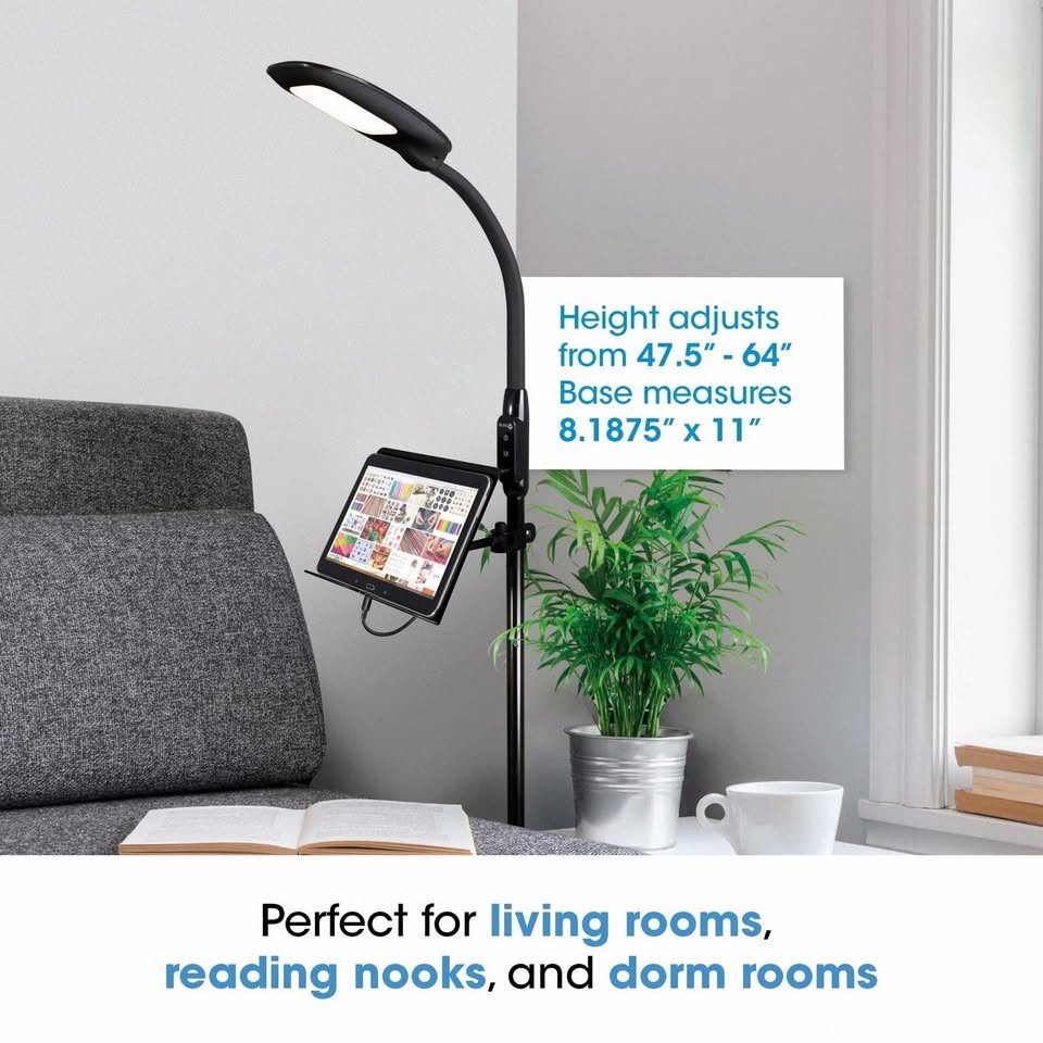 OttLite LED Floor Lamp with USB Charging Port & Tablet Stand - photo 5