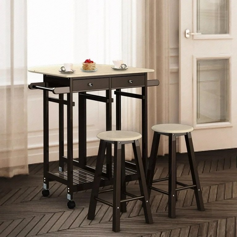 Costway 3PC Wood Kitchen Island Rolling Cart Table - photo 2