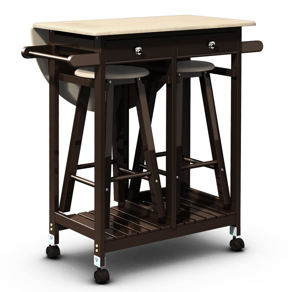 Costway 3PC Wood Kitchen Island Rolling Cart Table - photo 5