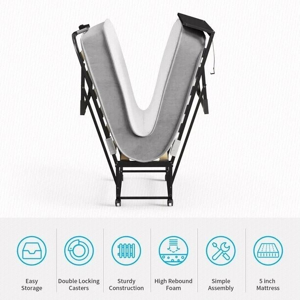 MUZZ Folding Bed with 4′′ Foam Mattress - photo 4