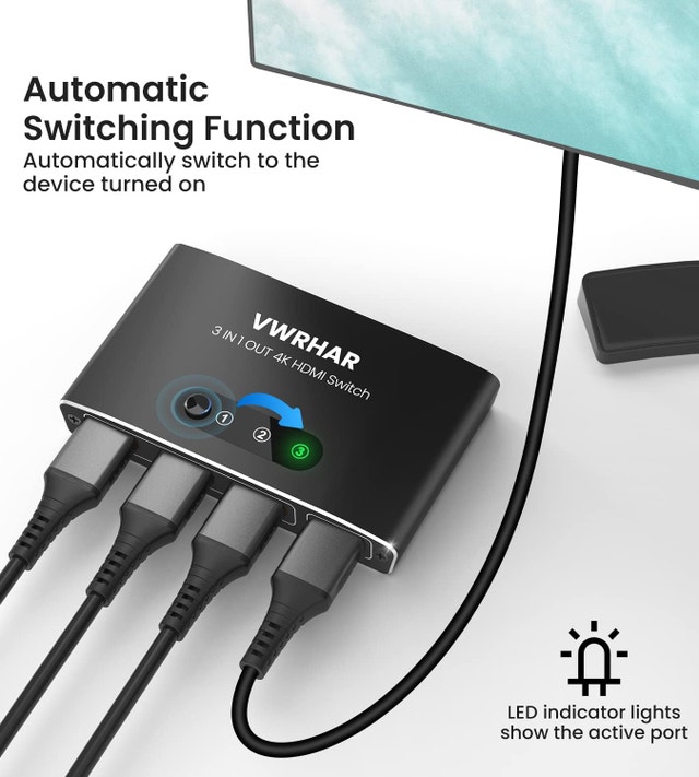 HDMI Switch 3 in 1 Out 4K UHD HDMI Splitter - photo 4