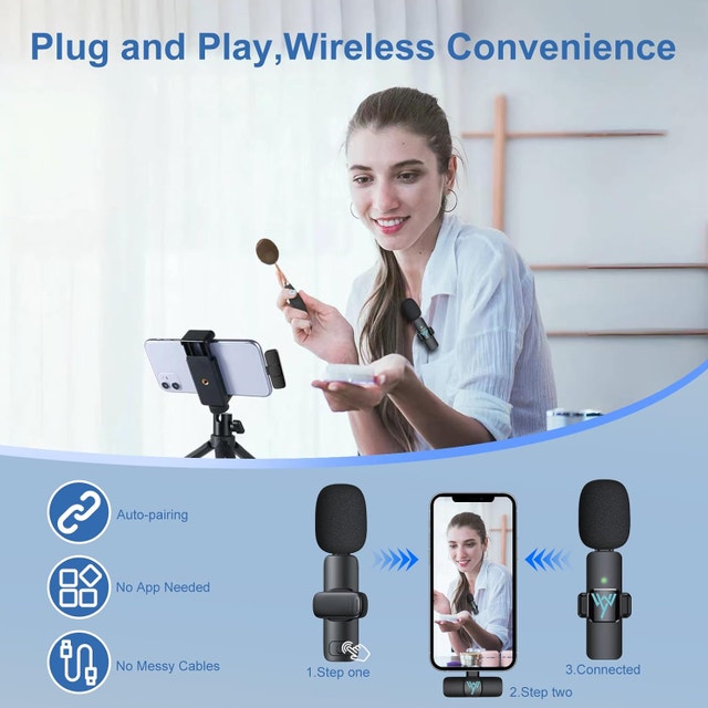 BNIB Wireless Lavalier Microphone for iPhone iPad, Live Streami - photo 3