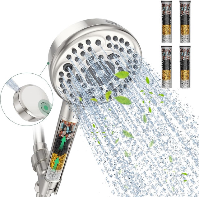 Filtered Shower Head, 9-Spray High Pressure Detachable