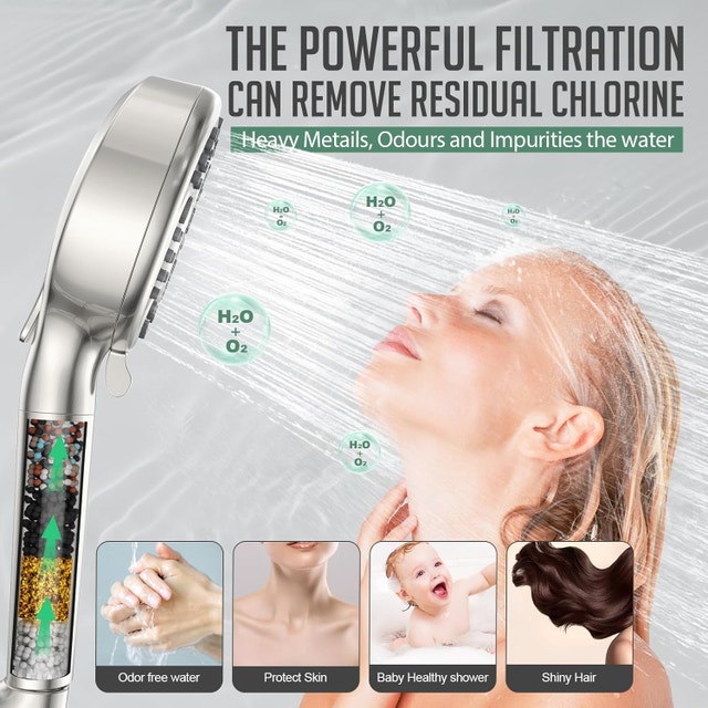 Filtered Shower Head, 9-Spray High Pressure Detachable - photo 4