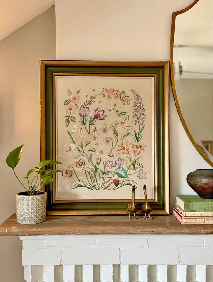 Large Crewel Art Professionally Framed thumbnail