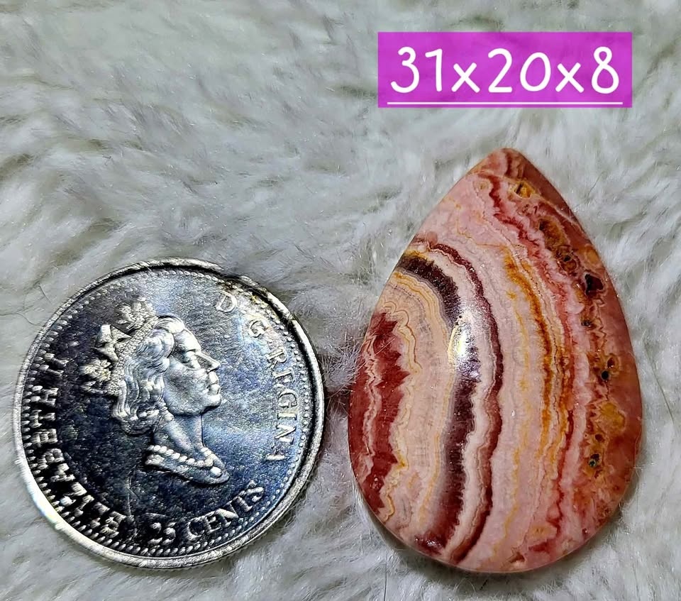 Rhodochrosite crystal cabochon