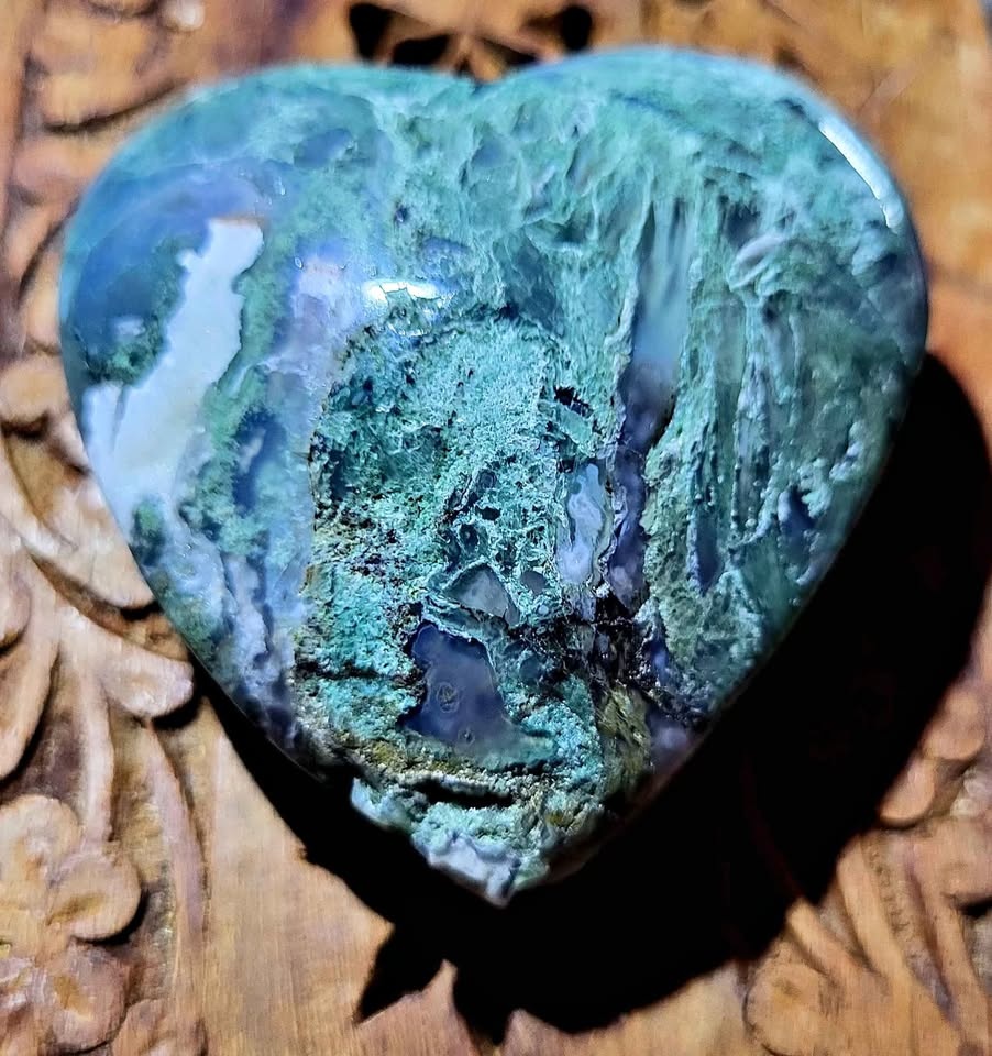 Moss Agate Large Heart