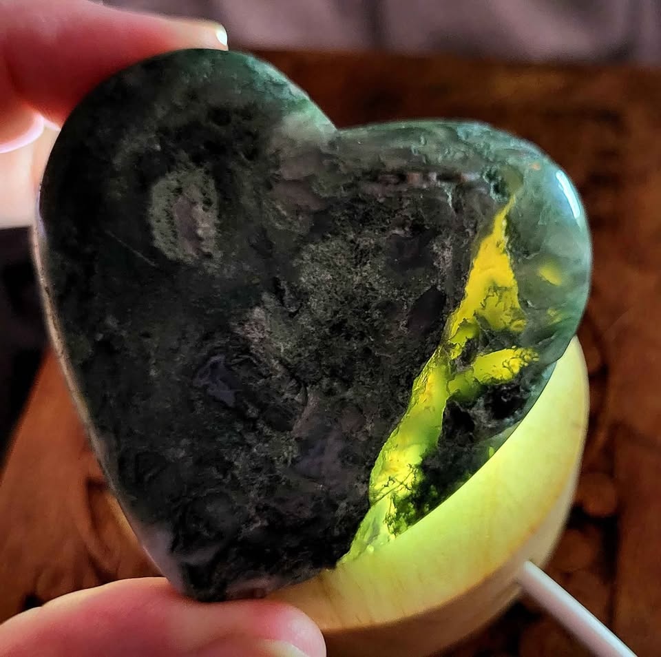 Moss Agate Large Heart - photo 2