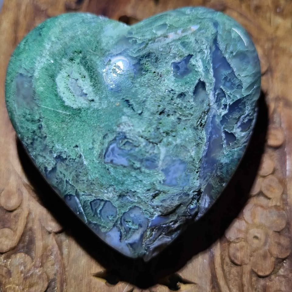 Moss Agate Large Heart - photo 3