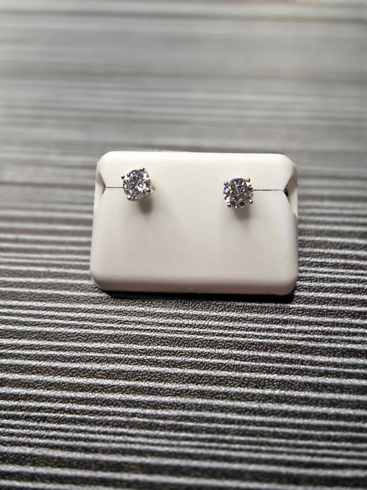 Moissanite Stud Earrings on 925 Sterling Silver (1 Carat)