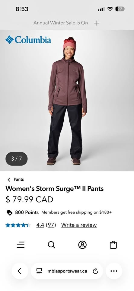 Women’s Columbia rain pants size medium