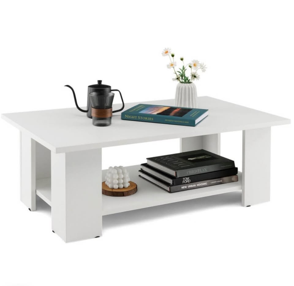 Modern 41" 2-Tier Wooden Coffee Table with Storage Shelf - photo 2