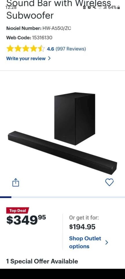Samsung Soundbar plus rear speakers kit