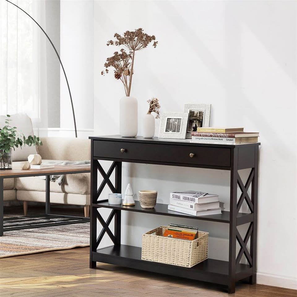 3-Tier Console Table with Drawer & Storage Shelves - photo 3