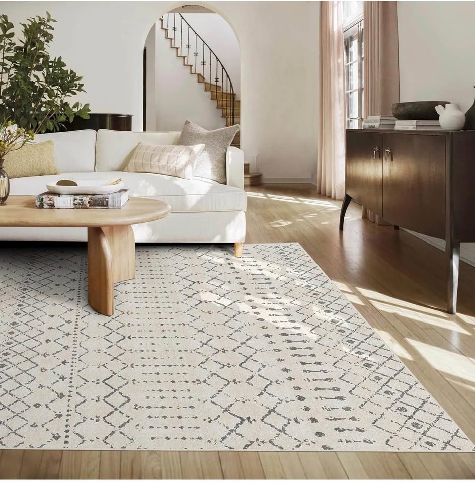 Large 9×12 Washable Area Rug – Boho Moroccan Farmhouse Style - photo 2