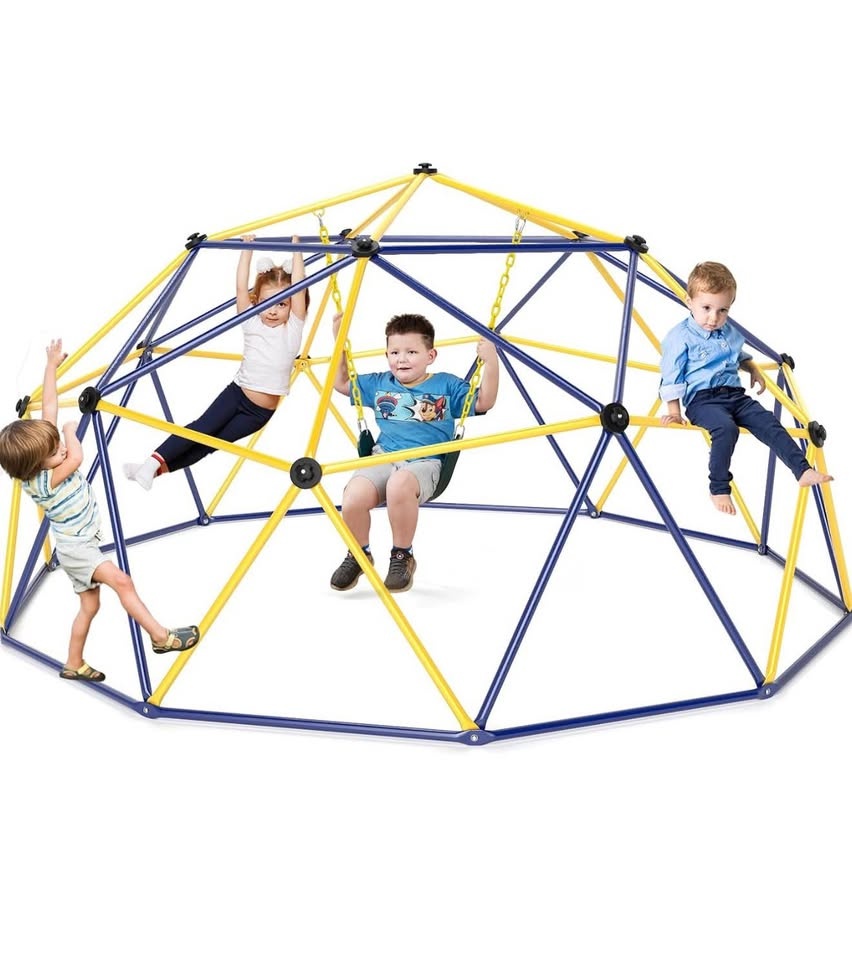 Kids Geometric Dome Climber w/ EVA Swing – Indoor/Outdoor - photo 2