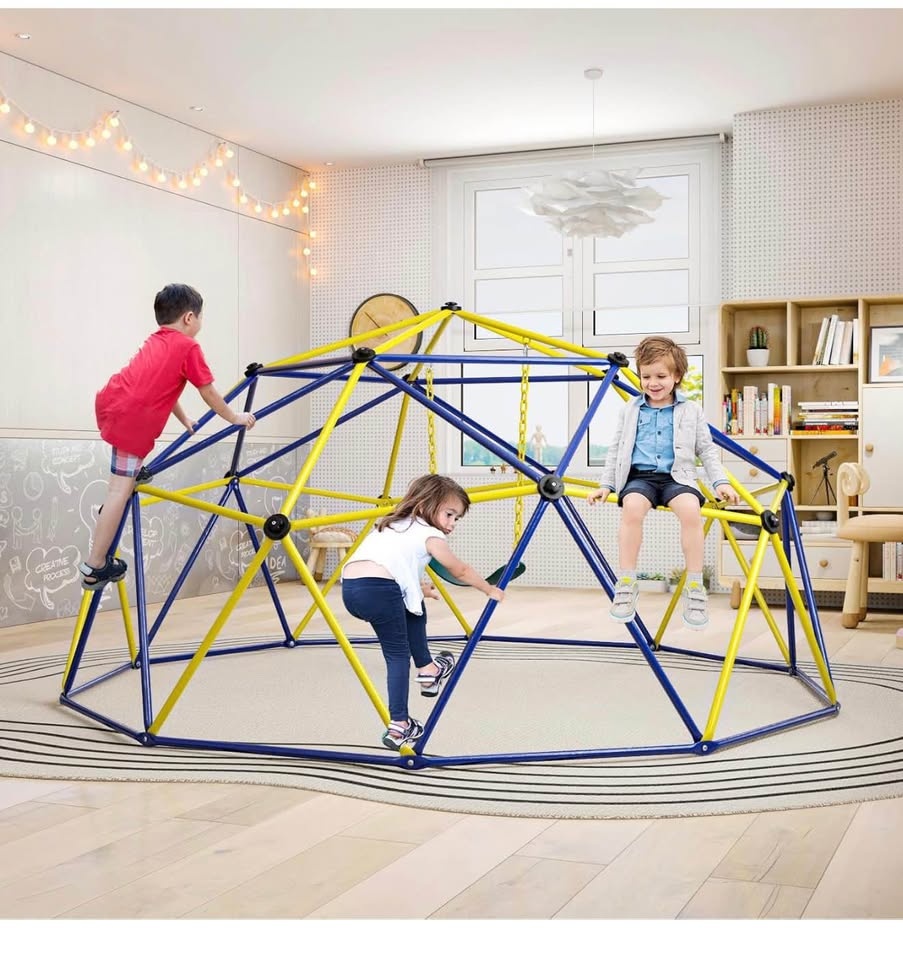 Kids Geometric Dome Climber w/ EVA Swing – Indoor/Outdoor - photo 5