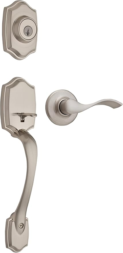 NEW Weiser Elements Brentwood Belmont Satin Nickel Exterior Door