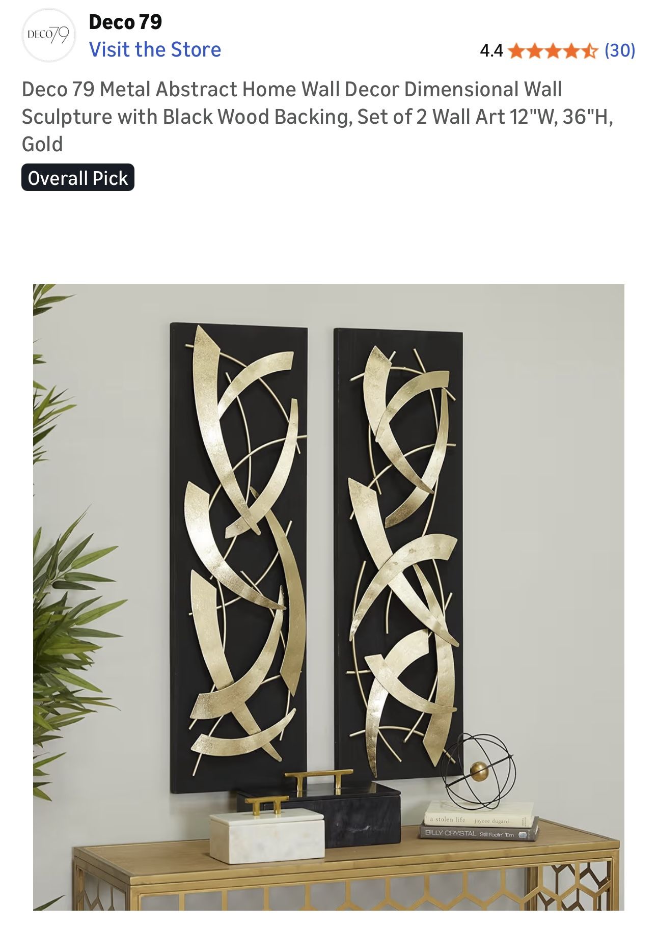 $65 Brand New Deco 79 Metal Abstract Wall Decor, Set of 2