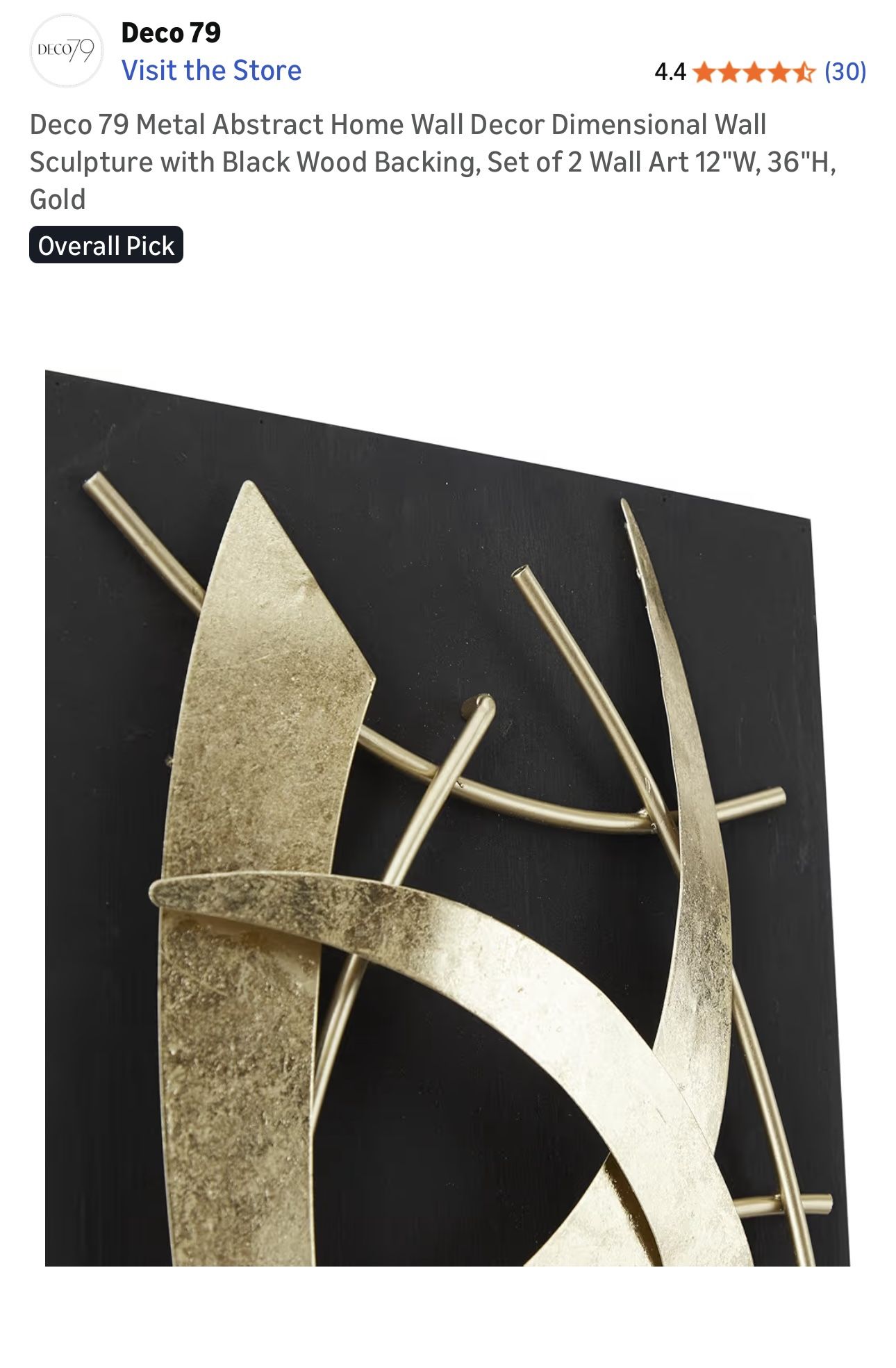 $65 Brand New Deco 79 Metal Abstract Wall Decor, Set of 2 - photo 3