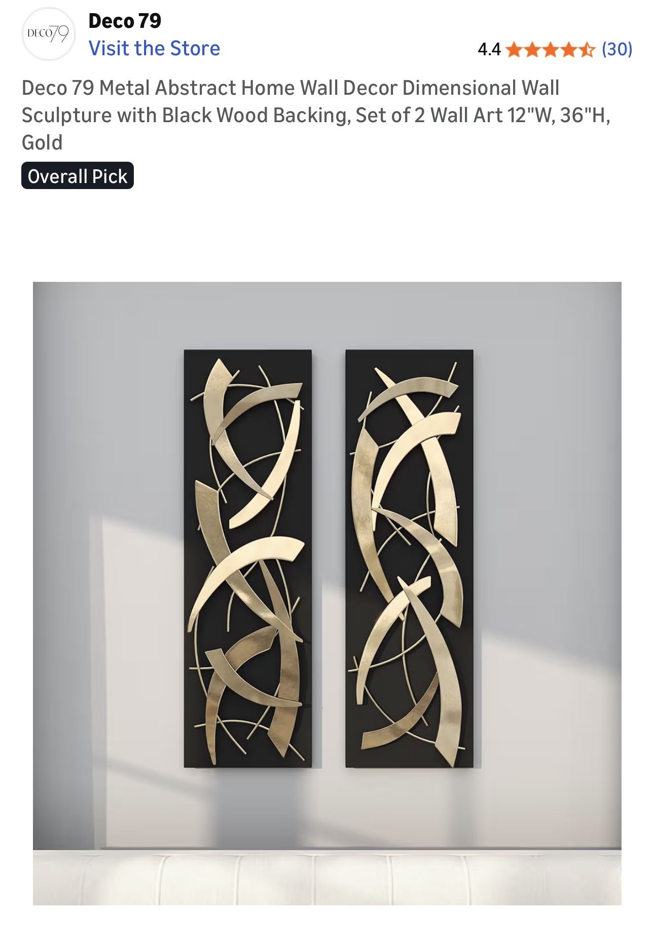 $65 Brand New Deco 79 Metal Abstract Wall Decor, Set of 2 - photo 5