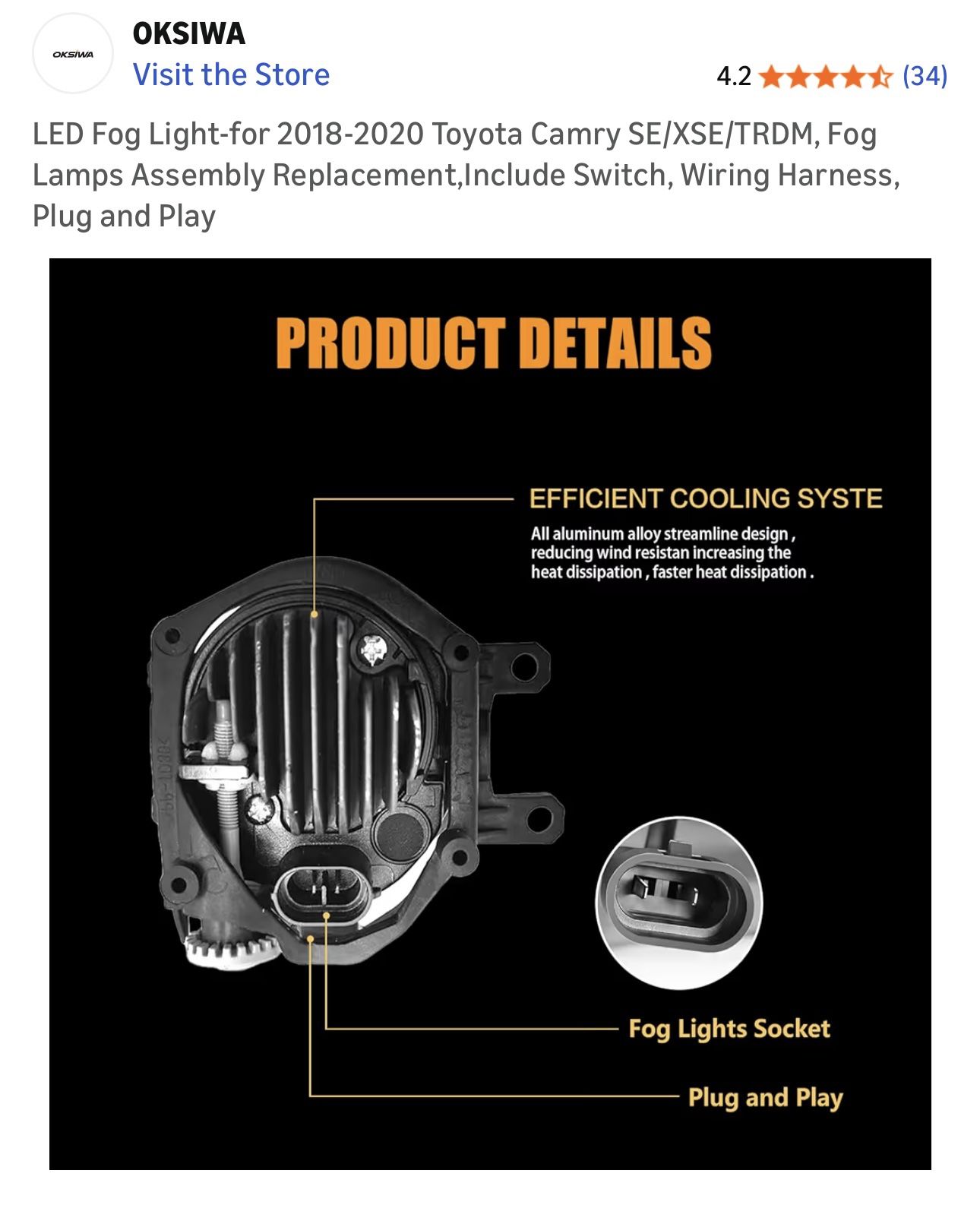 $50 Brand New Camry LED Fog Light-for 2018-2020 Toyota Camry - photo 2