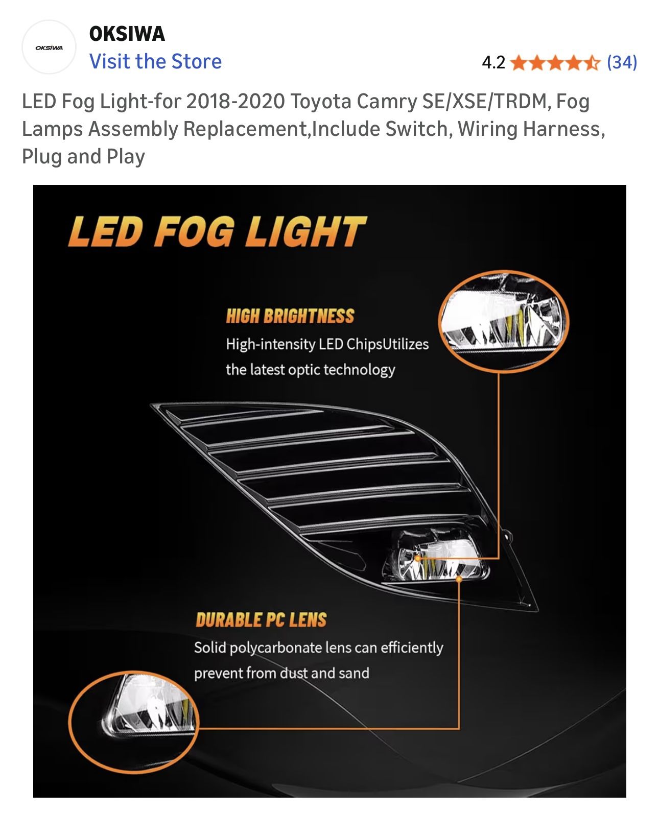 $50 Brand New Camry LED Fog Light-for 2018-2020 Toyota Camry - photo 3