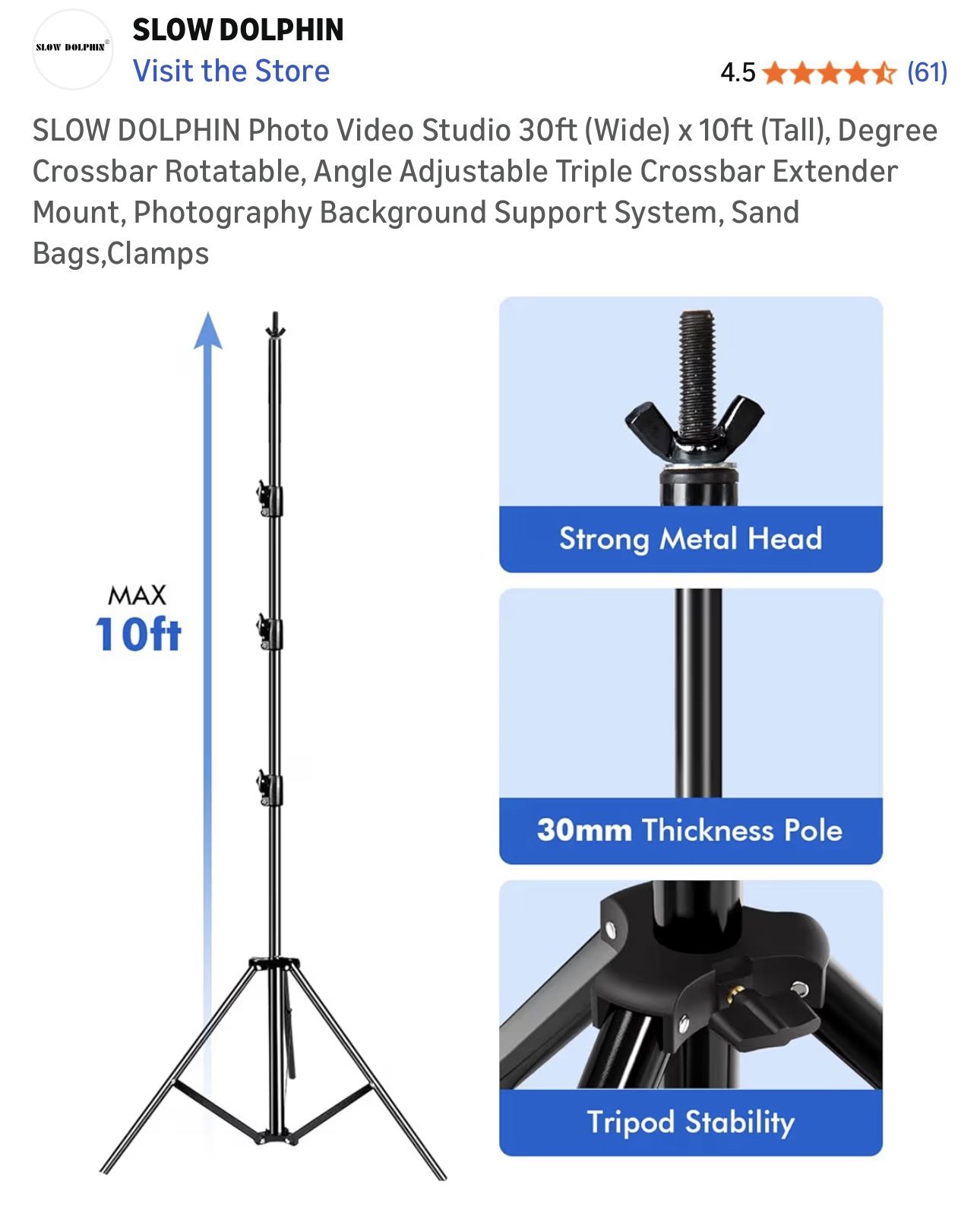 $125 Brand New SLOW DOLPHIN Photo Video Studio 30ft x 10ft - photo 3