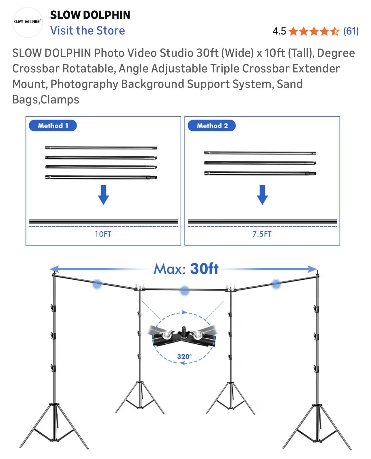 $125 Brand New SLOW DOLPHIN Photo Video Studio 30ft x 10ft - photo 4