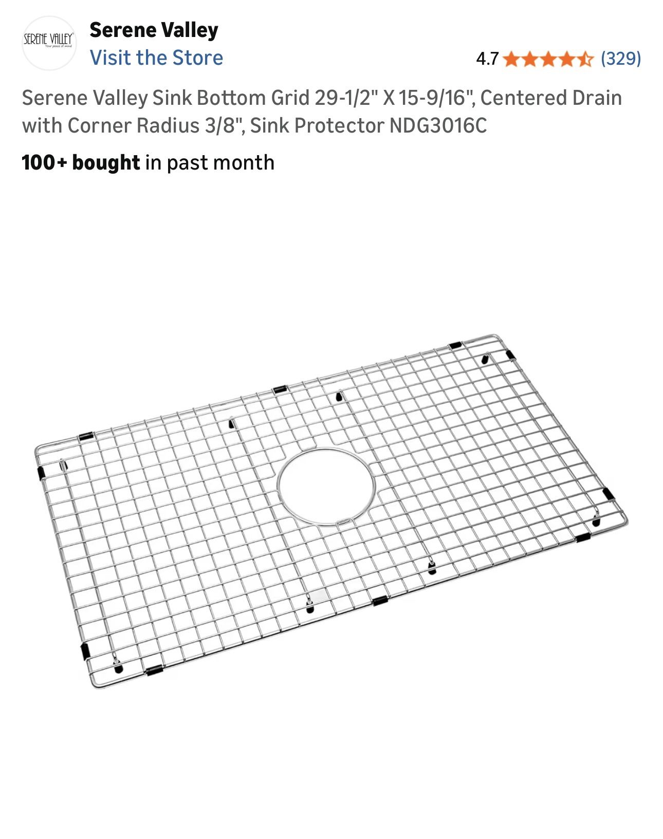 Brand New Serene Valley Sink Bottom Grid 29-1/2" X 15-9/16"
