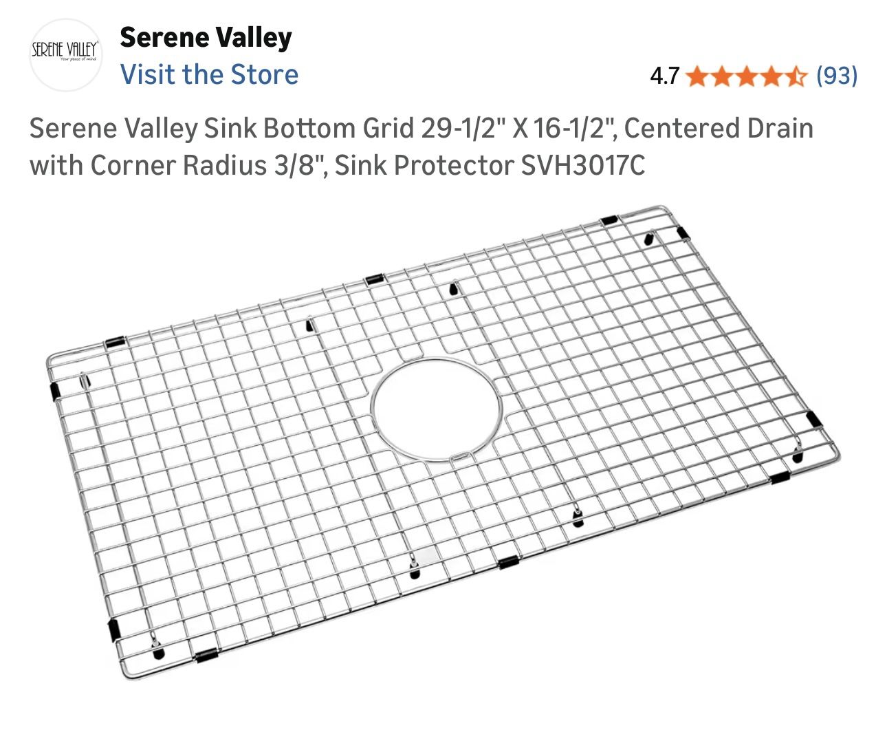 Brand New Serene Valley Sink Bottom Grid 29-1/2" X 16-1/2"
