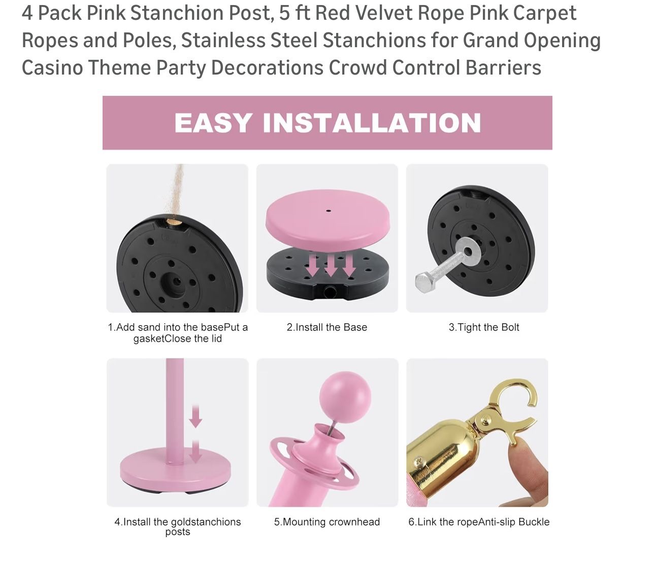 $85 Brand New 4 Pack Pink Stanchion Post - photo 3