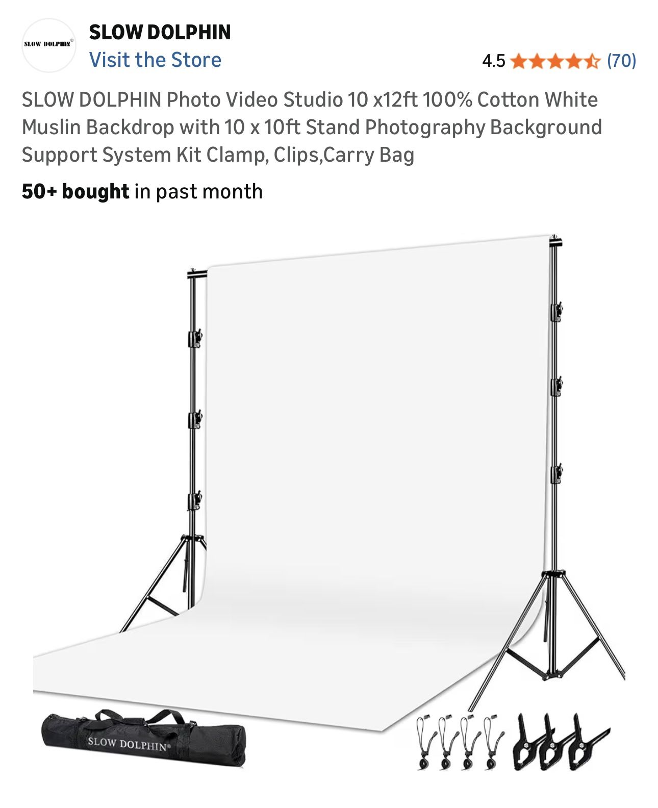 SLOW DOLPHIN Photo Video Studio 10x12ft Backdrop Kit