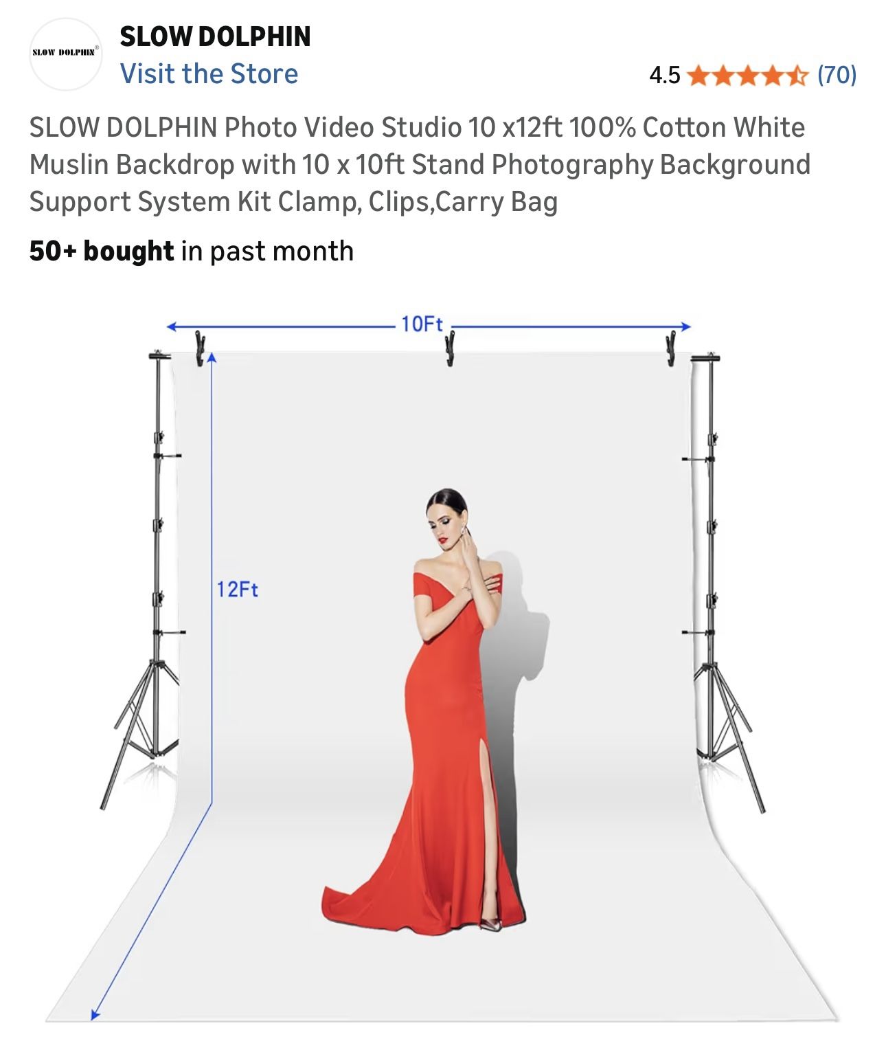 SLOW DOLPHIN Photo Video Studio 10x12ft Backdrop Kit - photo 2