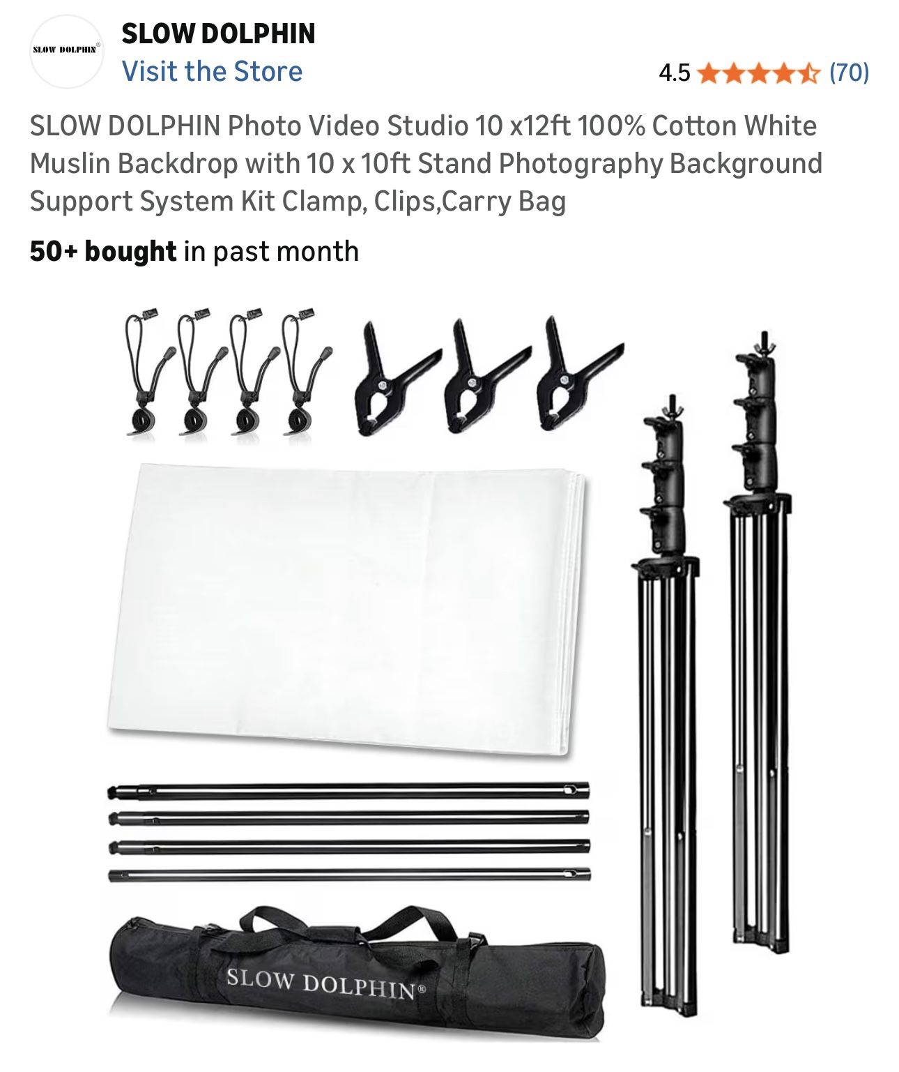 SLOW DOLPHIN Photo Video Studio 10x12ft Backdrop Kit - photo 3