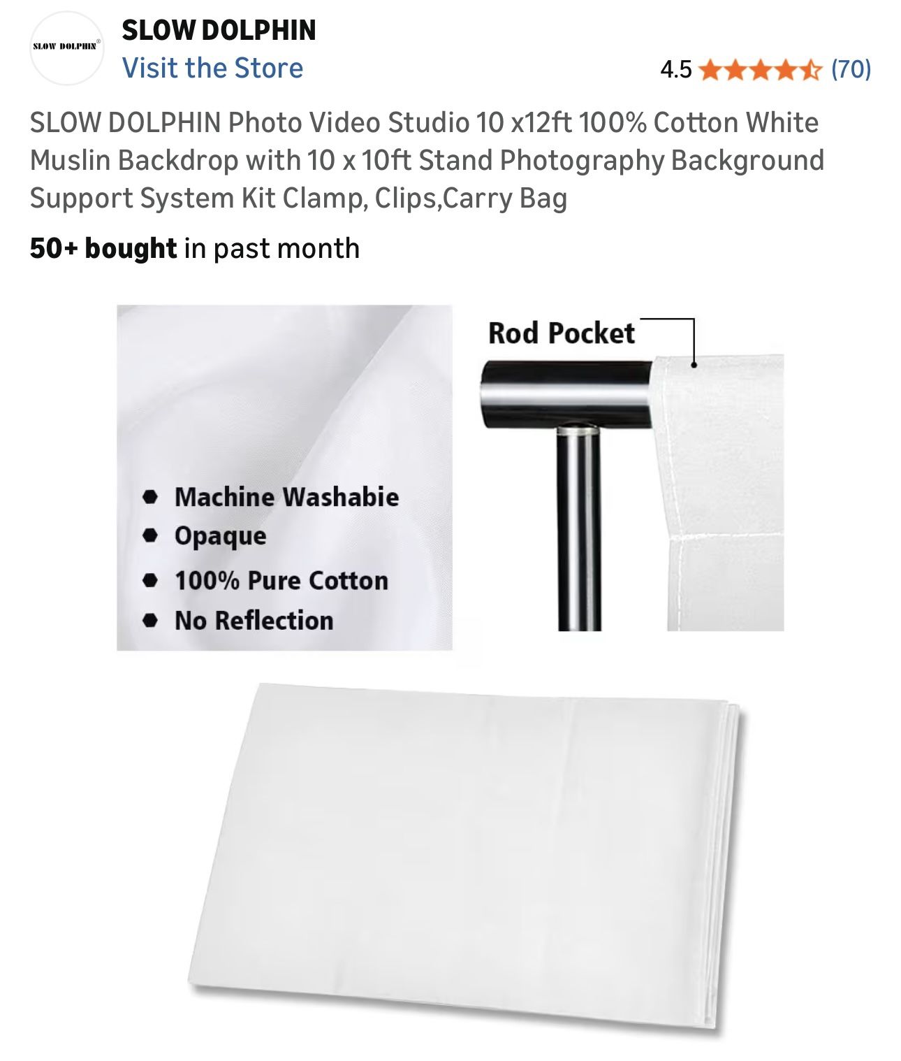 SLOW DOLPHIN Photo Video Studio 10x12ft Backdrop Kit - photo 5