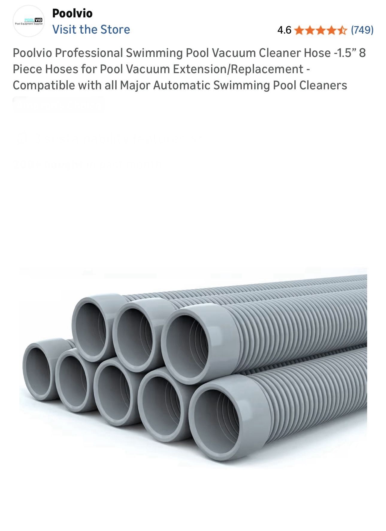 $30 Poolvio Pool Vacuum Cleaner Hose - Brand New