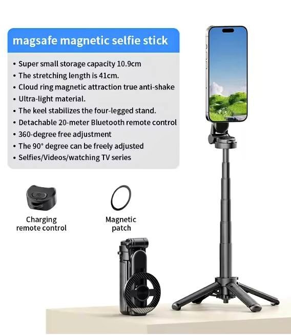 Selfie Magnetic Phone Holder 360° Rotation Pocket Selfie Stick W