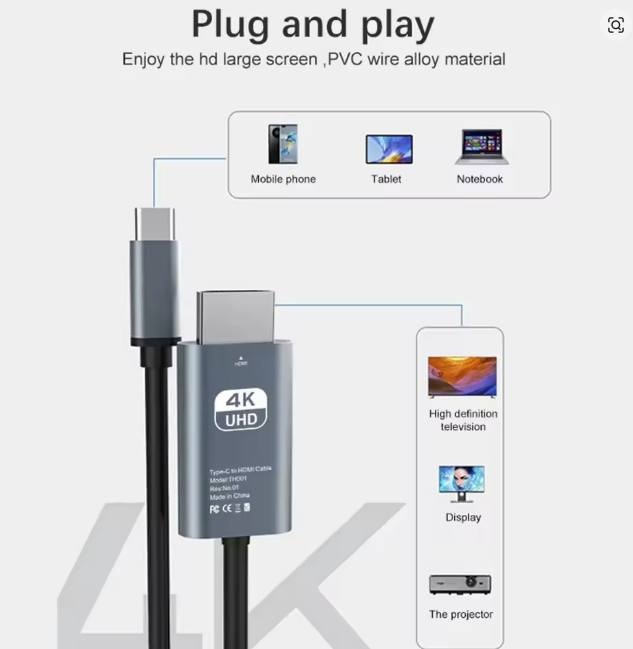 4K 60Hz HD Video Conversion Cable Type C To Hdmi - photo 5