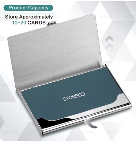 Metal Business Card Holder - Slim Pocket Business Card Case - photo 3